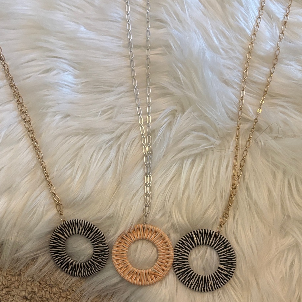 NEW Lot of 3 Elegant Gold and Black Pendant Necklace Trio Bundle of 3 NWOT